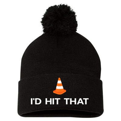Funny I'd Hit That Traffic Cone Pun Pom Pom 12in Knit Beanie