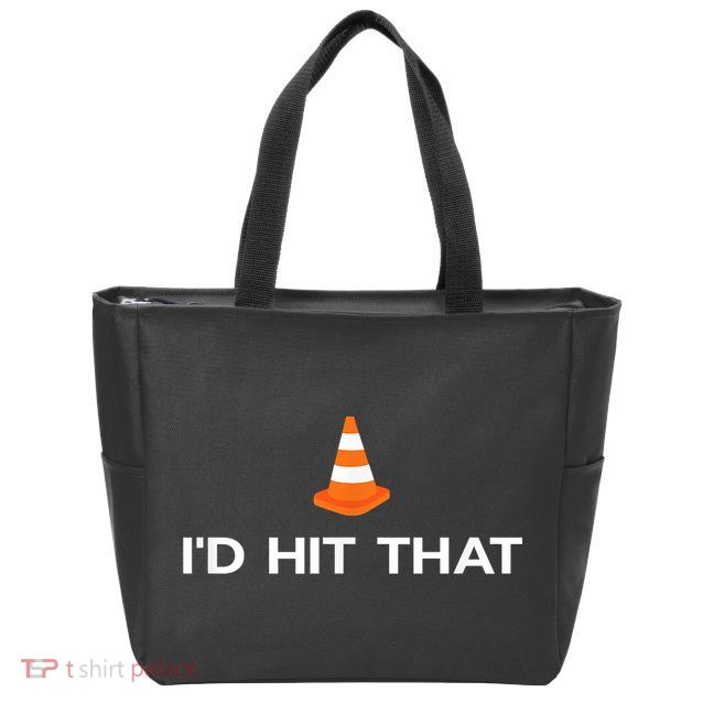 Funny I'd Hit That Traffic Cone Pun Zip Tote Bag