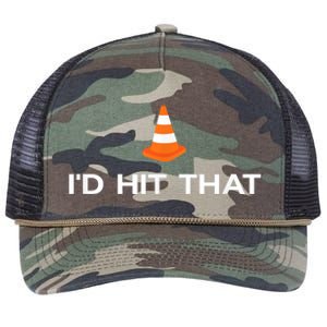 Funny I'd Hit That Traffic Cone Pun Retro Rope Trucker Hat Cap