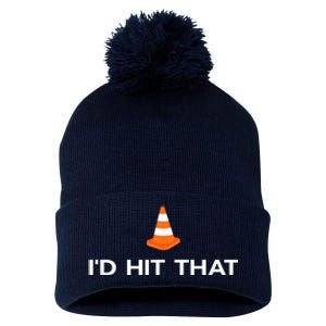 Funny I'd Hit That Traffic Cone Pun Pom Pom 12in Knit Beanie