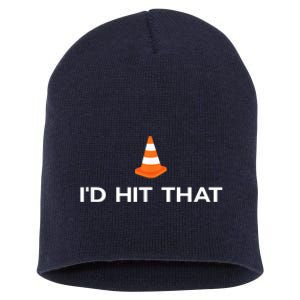 Funny I'd Hit That Traffic Cone Pun Short Acrylic Beanie