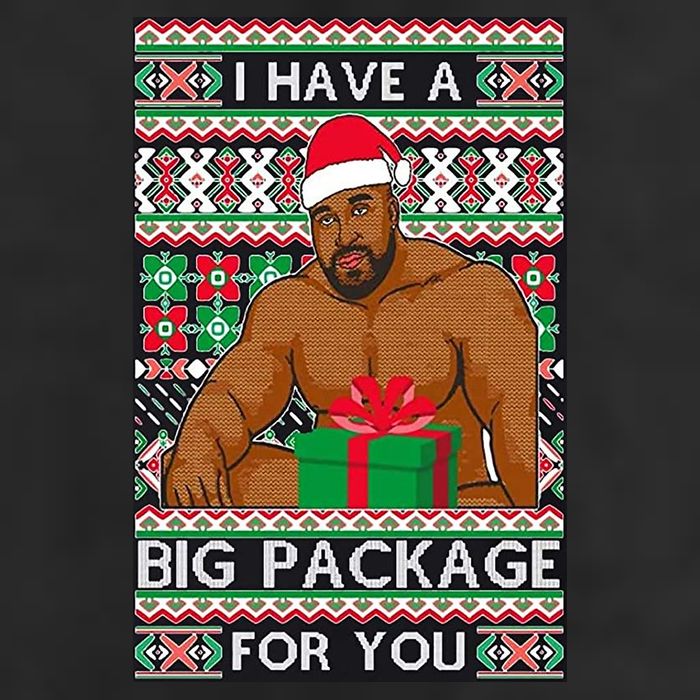Funny I Have A Big Package For You Ugly Christmas Sweater Garment-Dyed Fleece Hoodie