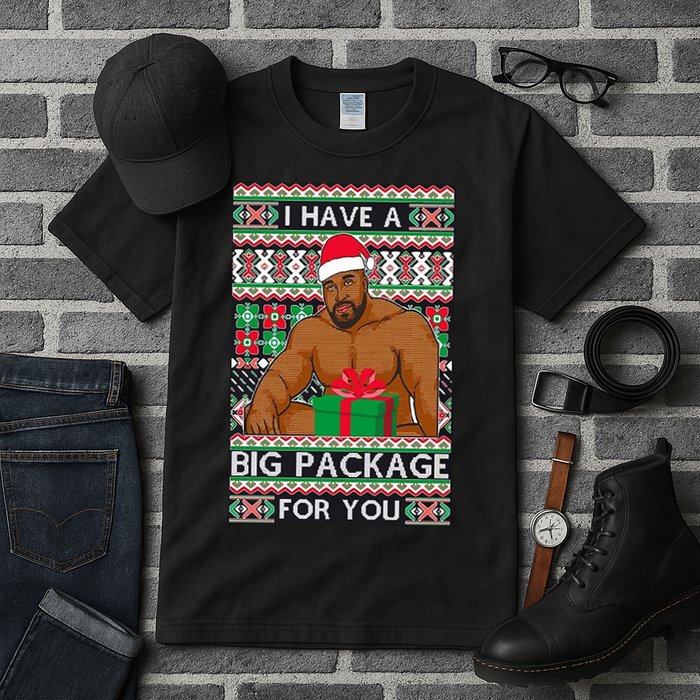 Funny I Have A Big Package For You Ugly Christmas Sweater Tall T-Shirt