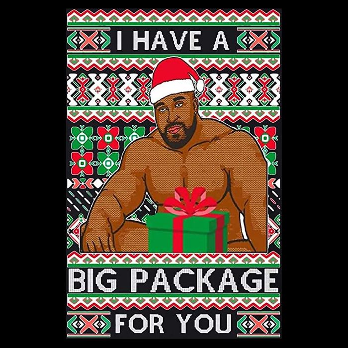 Funny I Have A Big Package For You Ugly Christmas Sweater Drawstring Bag