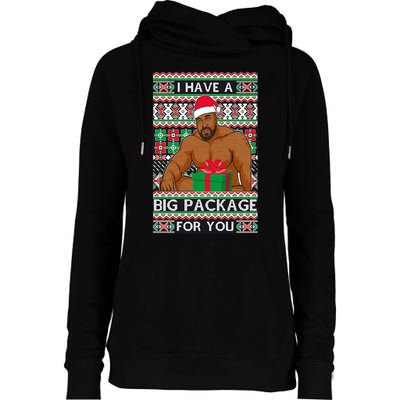 Funny I Have A Big Package For You Ugly Christmas Sweater Womens Funnel Neck Pullover Hood