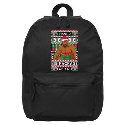 Funny I Have A Big Package For You Ugly Christmas Sweater 16 in Basic Backpack