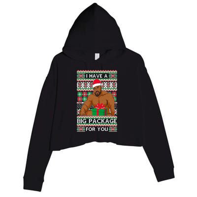 Funny I Have A Big Package For You Ugly Christmas Sweater Crop Fleece Hoodie