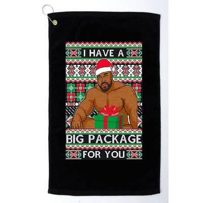 Funny I Have A Big Package For You Ugly Christmas Sweater Golf Towel
