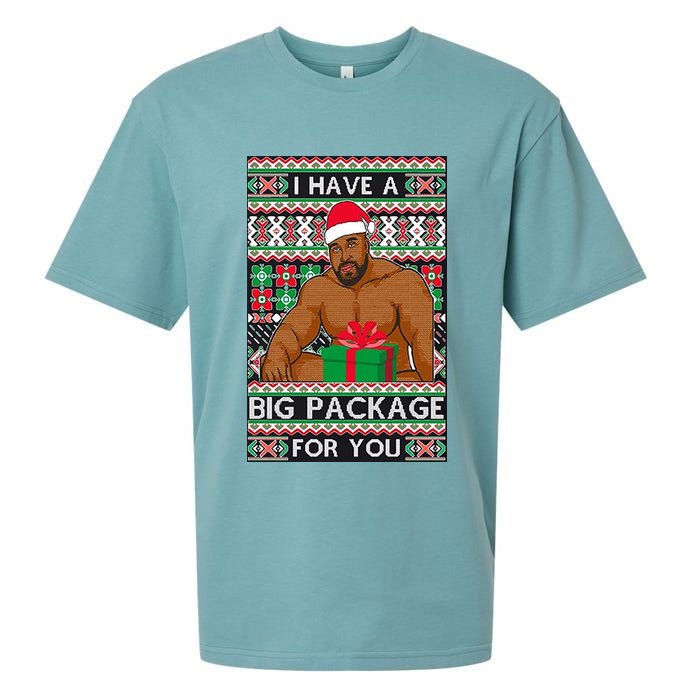 Funny I Have A Big Package For You Ugly Christmas Sweater Sueded Cloud Jersey T-Shirt