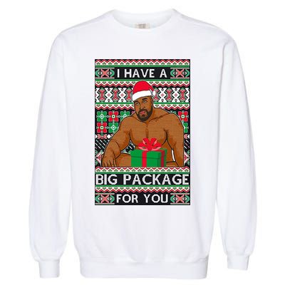 Funny I Have A Big Package For You Ugly Christmas Sweater Garment-Dyed Sweatshirt
