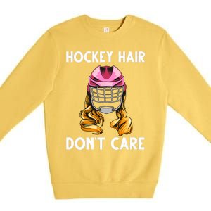 Funny Ice Hockey For Girls Wo Hockey Sport Player Helmet Premium Crewneck Sweatshirt