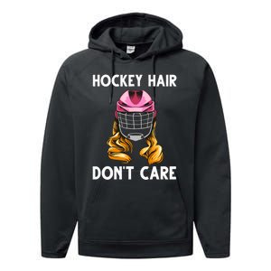 Funny Ice Hockey For Girls Wo Hockey Sport Player Helmet Performance Fleece Hoodie