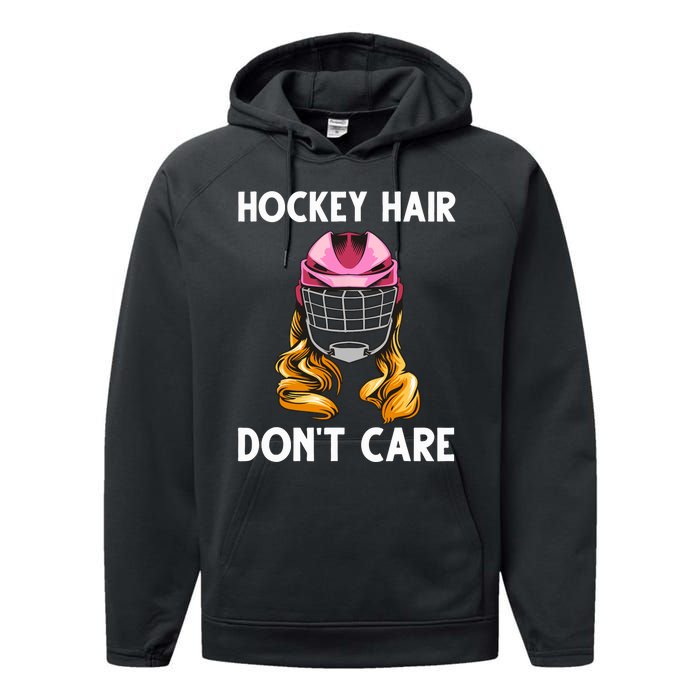 Funny Ice Hockey For Girls Wo Hockey Sport Player Helmet Performance Fleece Hoodie