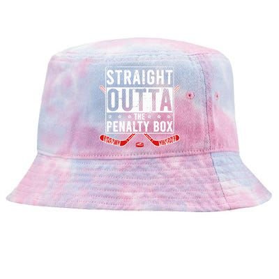 Funny Ice Hockey Straight Outta The Penalty Box Hockey Lover Tie-Dyed Bucket Hat