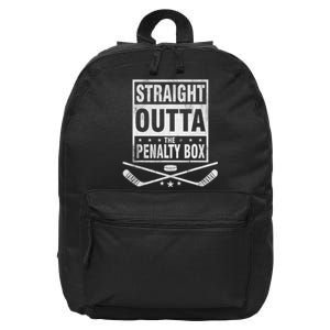 Funny Ice Hockey Straight Outta The Penalty Box Hockey Lover 16 in Basic Backpack