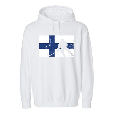 Finland Ice Hockey Finnish Suomi Flag Supporter Team Fan Great Gift Garment-Dyed Fleece Hoodie