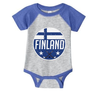 Finland Ice Hockey Flag Jersey Supporter Suomi Fan Gift Meaningful Gift Infant Baby Jersey Bodysuit
