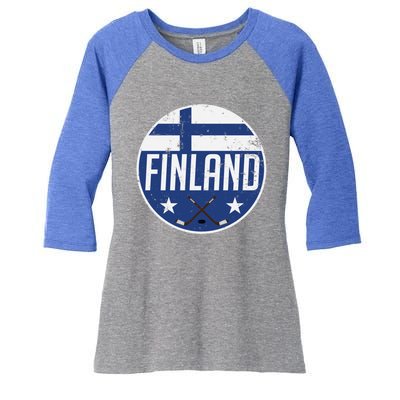 Finland Ice Hockey Flag Jersey Supporter Suomi Fan Gift Meaningful Gift Women's Tri-Blend 3/4-Sleeve Raglan Shirt