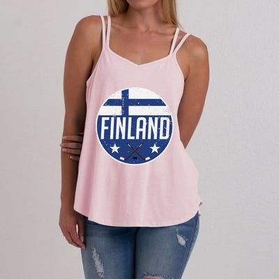 Finland Ice Hockey Flag Jersey Supporter Suomi Fan Gift Meaningful Gift Women's Strappy Tank