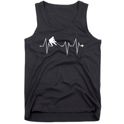 Funny Ice Hockey Player Heartbeat Heart Tank Top