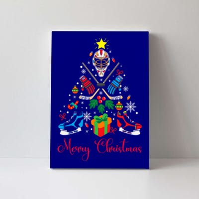 Funny Ice Hockey Christmas Tree Light Merry Christmas Gift Canvas