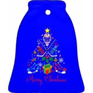 Funny Ice Hockey Christmas Tree Light Merry Christmas Gift Ceramic Bell Ornament