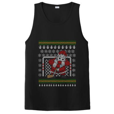 Funny Ice Hockey Ugly Christmas Sweater Santa Goalie Hockey Gift PosiCharge Competitor Tank