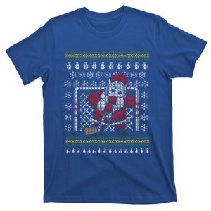 Funny Ice Hockey Ugly Christmas Sweater Santa Goalie Hockey Gift T-Shirt