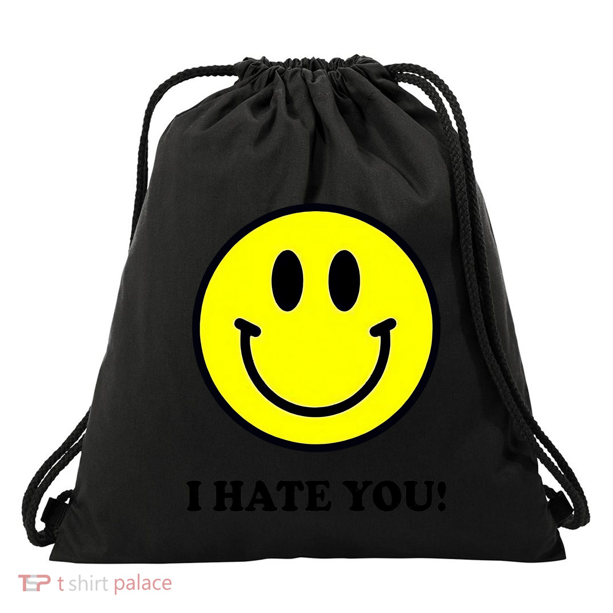 Funny I Hate You Emoji Shirt I Hate U Shirt I Hate U Emoji Drawstring Bag