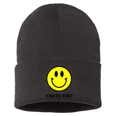 Funny I Hate You Emoji Shirt I Hate U Shirt I Hate U Emoji Sustainable Knit Beanie