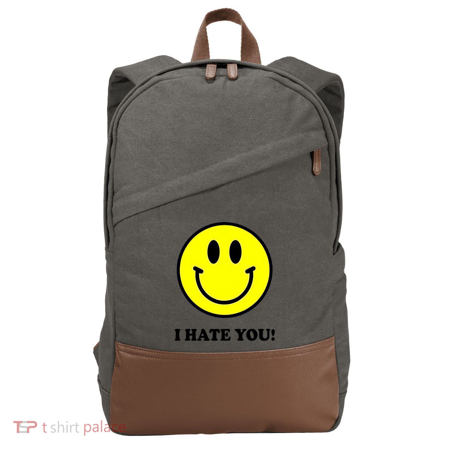 Funny I Hate You Emoji Shirt I Hate U Shirt I Hate U Emoji Cotton Canvas Backpack