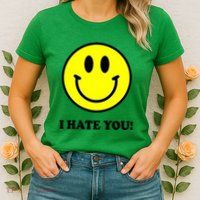 Funny I Hate You Emoji Shirt I Hate U Shirt I Hate U Emoji Womens T-Shirt