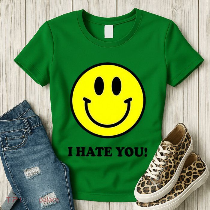 Funny I Hate You Emoji Shirt I Hate U Shirt I Hate U Emoji Womens T-Shirt
