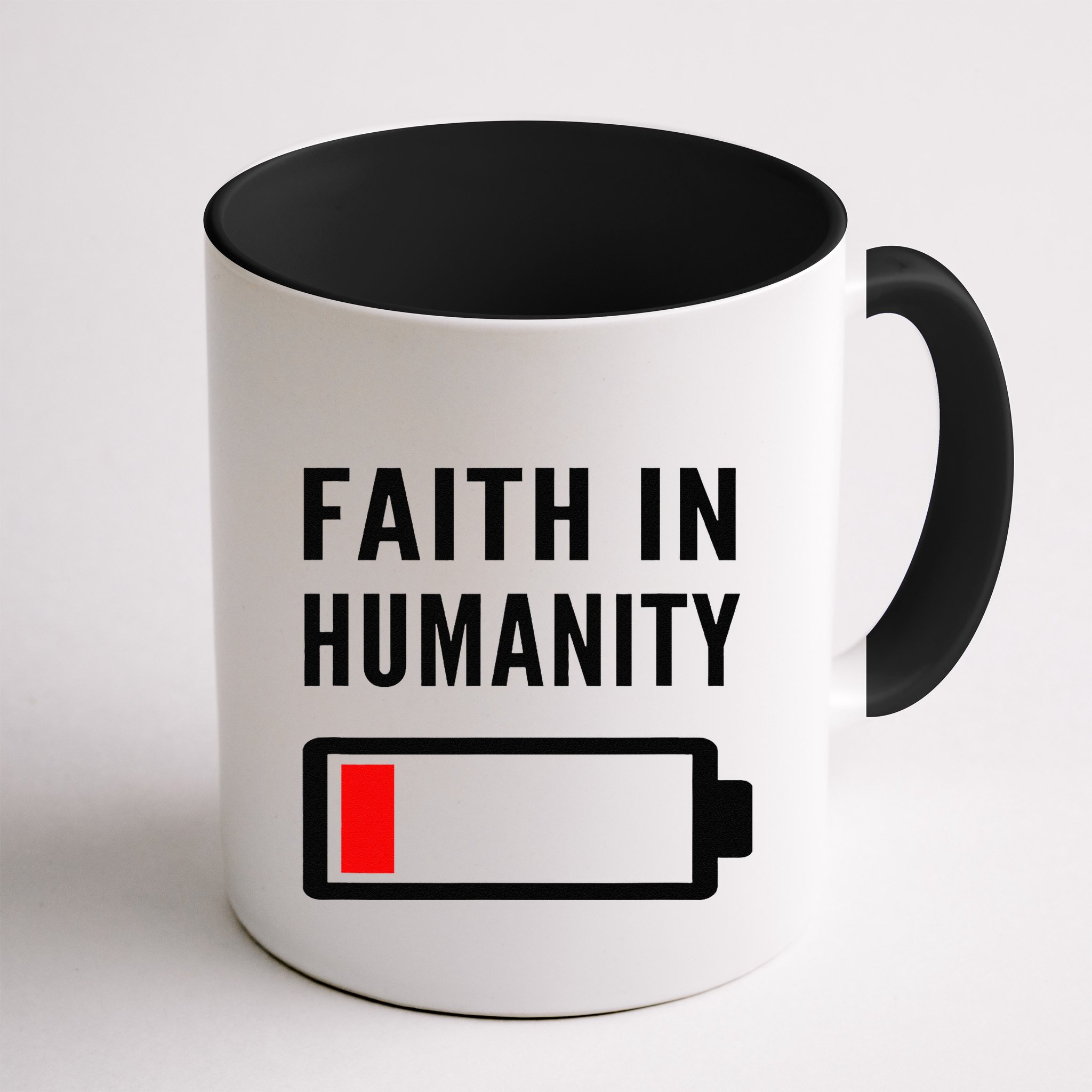 Faith In Humanity Low Battery Pessimistic News Meme Design Mug