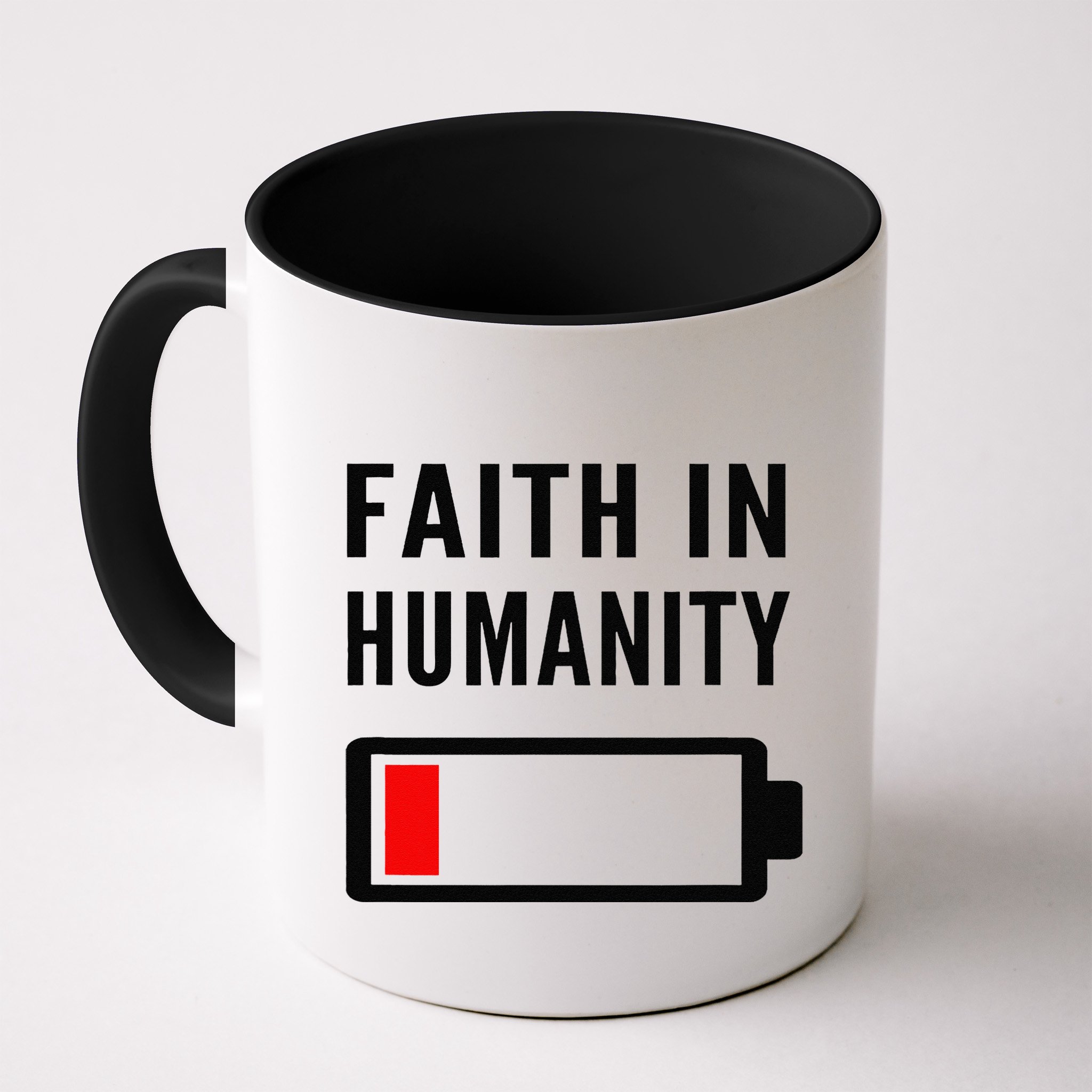 Faith In Humanity Low Battery Pessimistic News Meme Design Mug