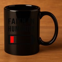 Faith In Humanity Low Battery Pessimistic News Meme Design 11oz C Handle Ceramic Mug