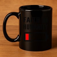 Faith In Humanity Low Battery Pessimistic News Meme Design 11oz C Handle Ceramic Mug