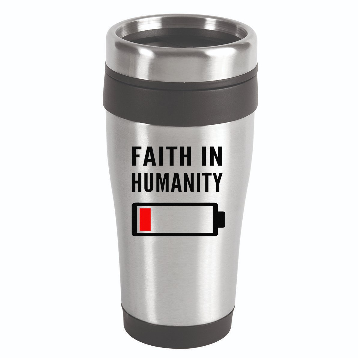 Faith In Humanity Low Battery Pessimistic News Meme Design 16oz Travel Tumbler