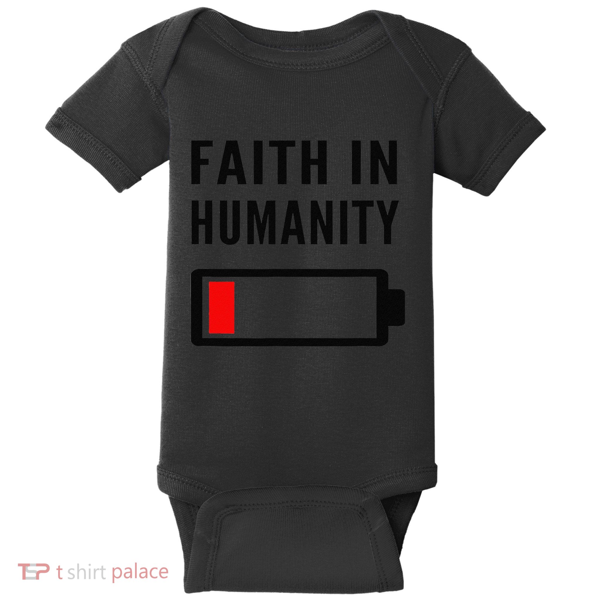 Faith In Humanity Low Battery Pessimistic News Meme Design Baby Bodysuit