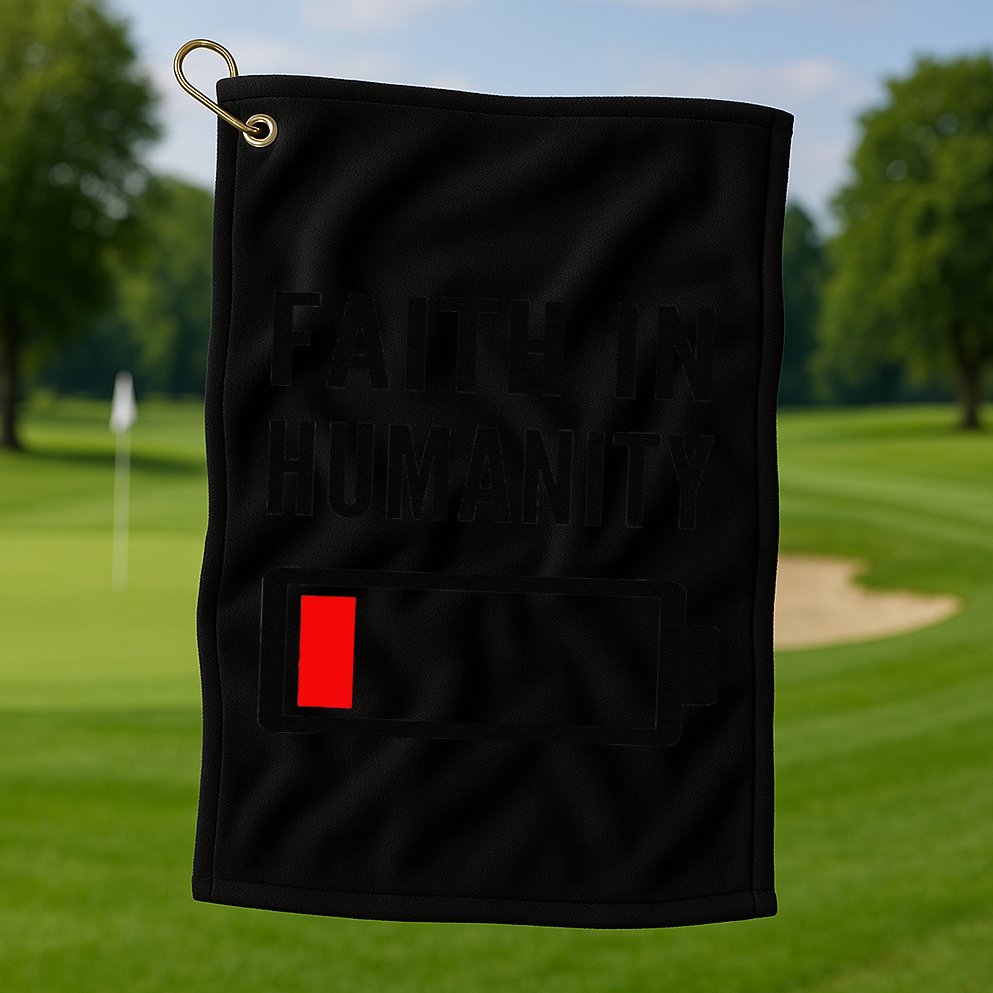 Faith In Humanity Low Battery Pessimistic News Meme Design Golf Towel