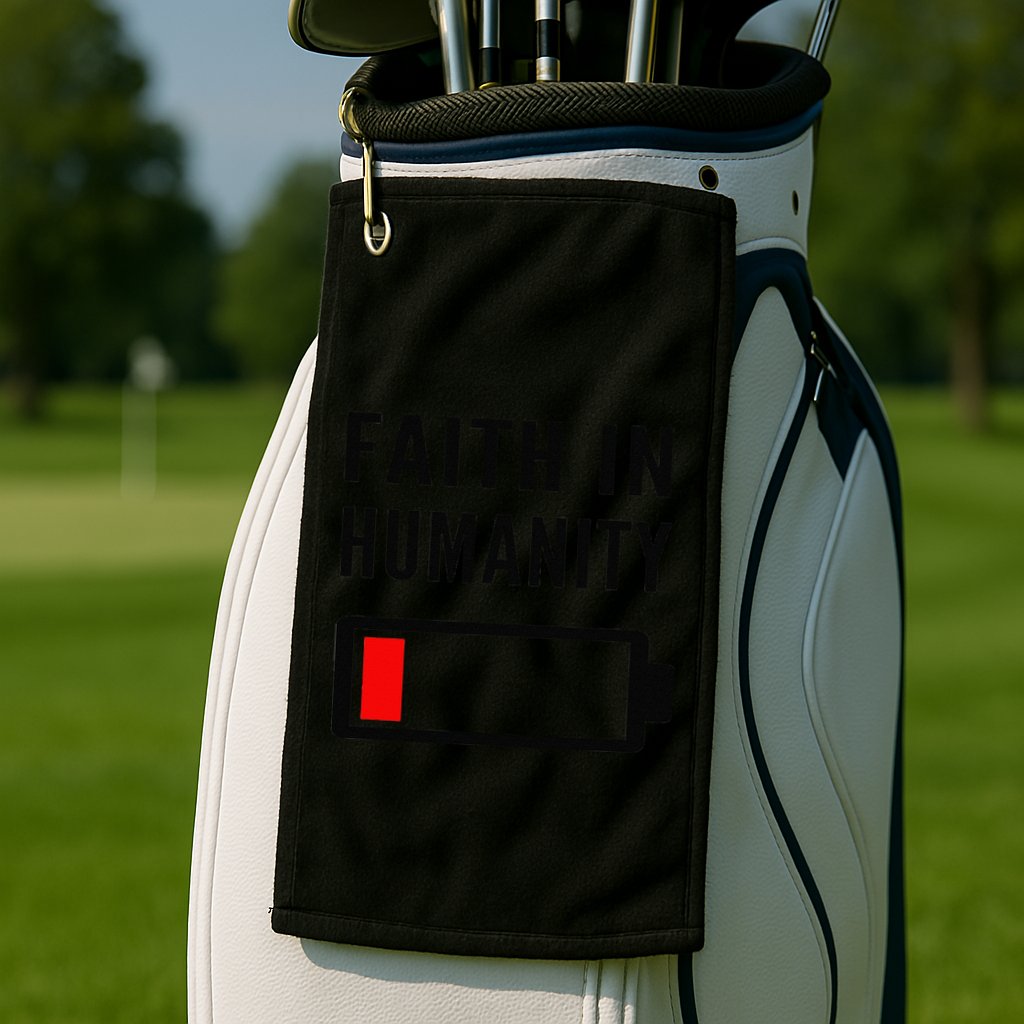 Faith In Humanity Low Battery Pessimistic News Meme Design Golf Towel