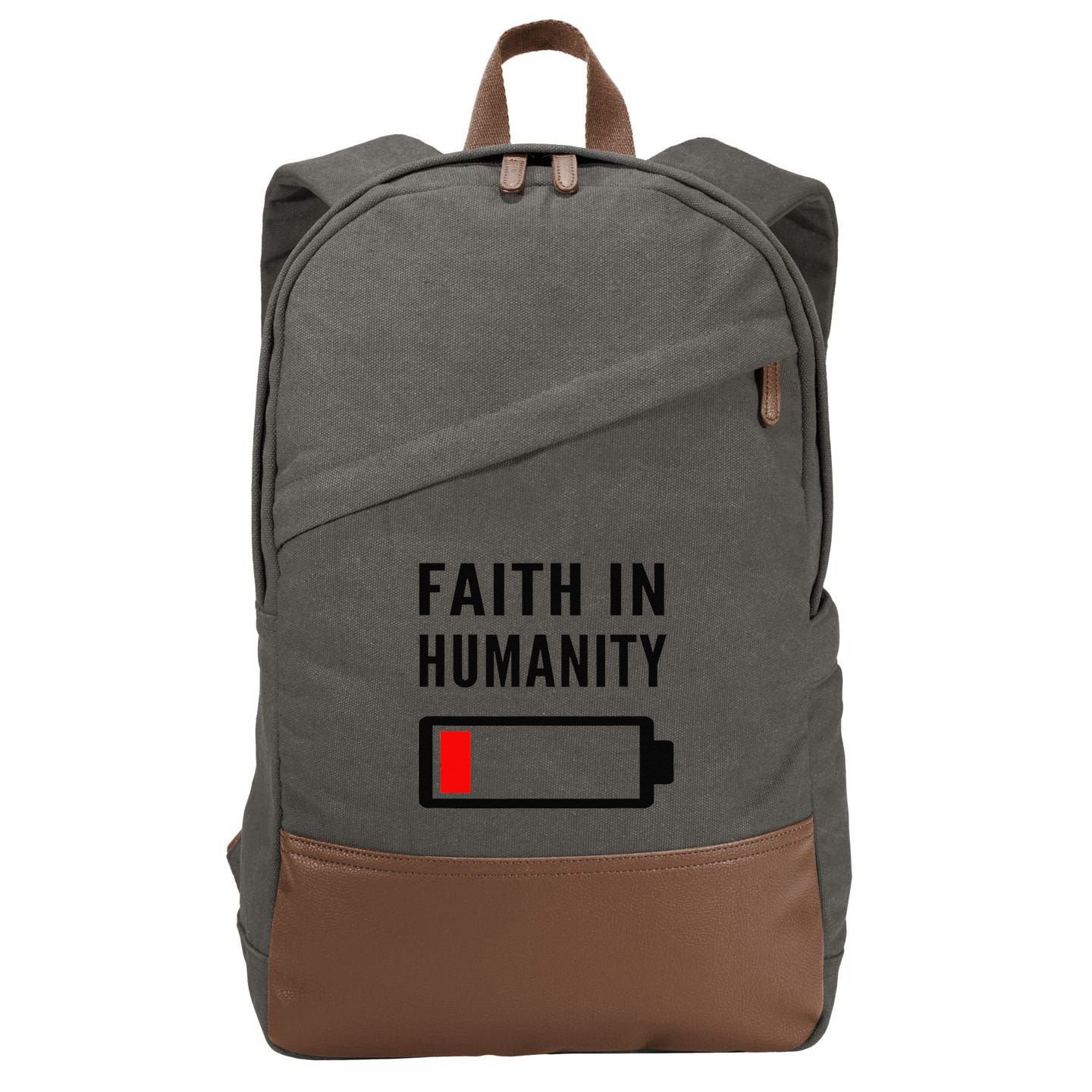 Faith In Humanity Low Battery Pessimistic News Meme Design Cotton Canvas Backpack