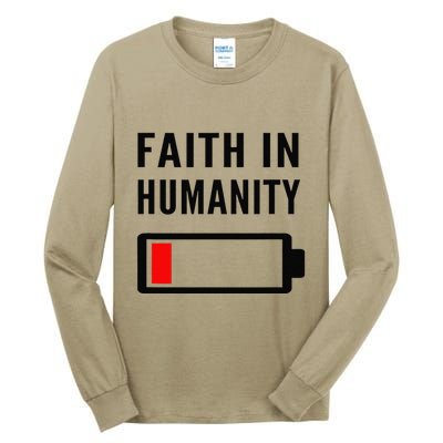 Faith In Humanity Low Battery Pessimistic News Meme Design Tall Long Sleeve T-Shirt