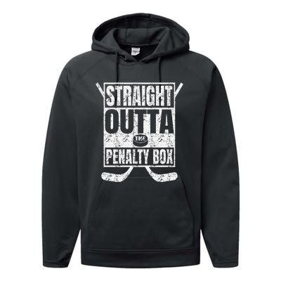 Funny Ice Hockey Straight Outta The Penalty Box Hockey Lover Performance Fleece Hoodie