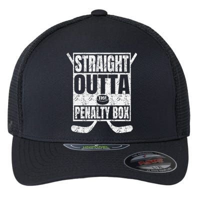 Funny Ice Hockey Straight Outta The Penalty Box Hockey Lover Flexfit Unipanel Trucker Cap