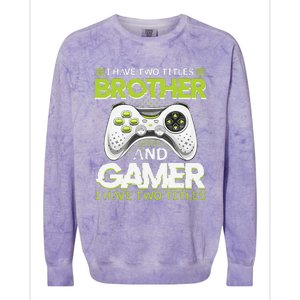 Funny I Have Two Titles Brothers And Gamer Video Game Colorblast Crewneck Sweatshirt