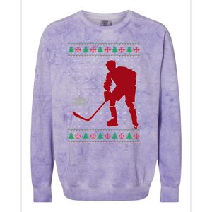 Funny Ice Hockey Christmas Pajama Hockey Player Xmas Holiday Cute Gift Colorblast Crewneck Sweatshirt