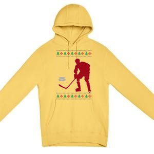 Funny Ice Hockey Christmas Pajama Hockey Player Xmas Holiday Cute Gift Premium Pullover Hoodie