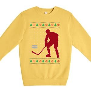 Funny Ice Hockey Christmas Pajama Hockey Player Xmas Holiday Cute Gift Premium Crewneck Sweatshirt