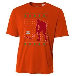 Funny Ice Hockey Christmas Pajama Hockey Player Xmas Holiday Cute Gift Cooling Performance Crew T-Shirt